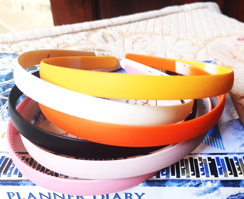 Starlinks Fancy Plastic Elastic Hair Bands Wavy Hair Comb Black Brown Headband Teeth Comb Shine Matte Hairband Hoop Hair Accessories For Girls - (Colour2)- one set of-6 Nos - Image 3