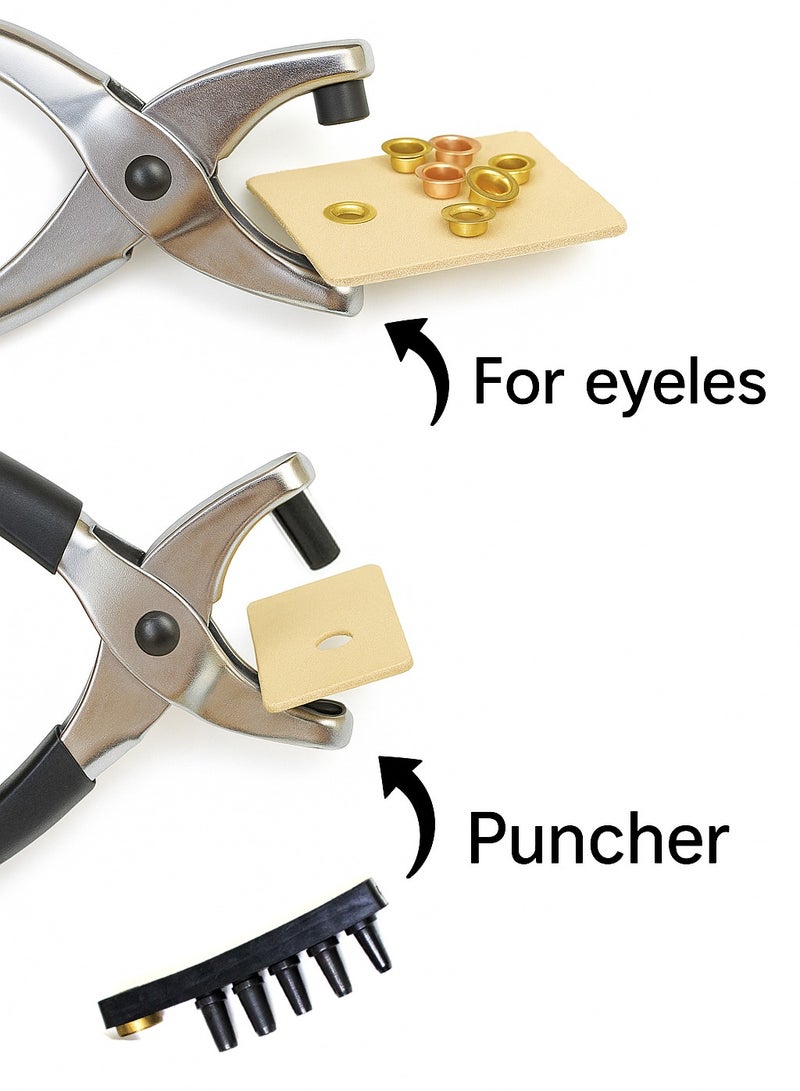 2-in-1 Eyelet Plier & Hole Punch Tool Set with 6 Sizes – For Leather, Fabric, Belts & Crafts - Image 2