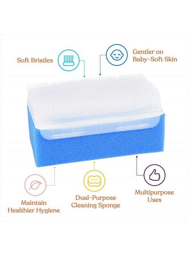 Special Supplies (6 Pack) Baby Bath Sponges Soft Foam Sensory Scrubber with Cradle Cap Bristle Brush - Body, Hair, and Scalp Cleaning - Gentle on Infant, Toddler Sensitive Skin - Great Sensory Feel - Image 2
