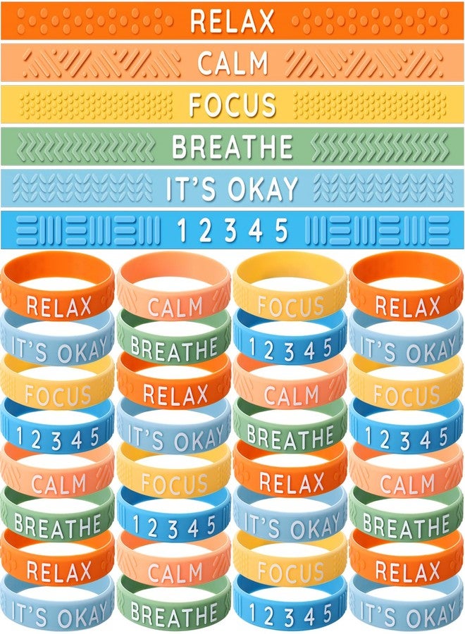 Colingmill Anxiety Sensory Silicone Bracelet, Autism Silicone Bracelet with Textured Wearable Push Sensory Stress Relief Press Wristband Calming Wristband Anxiety Relief Gifts for ADHD Autism (30 Pcs) - Image 1