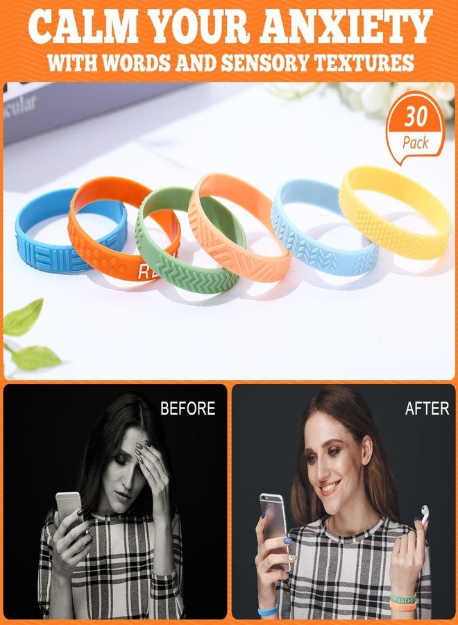 Colingmill Anxiety Sensory Silicone Bracelet, Autism Silicone Bracelet with Textured Wearable Push Sensory Stress Relief Press Wristband Calming Wristband Anxiety Relief Gifts for ADHD Autism (30 Pcs) - Image 4