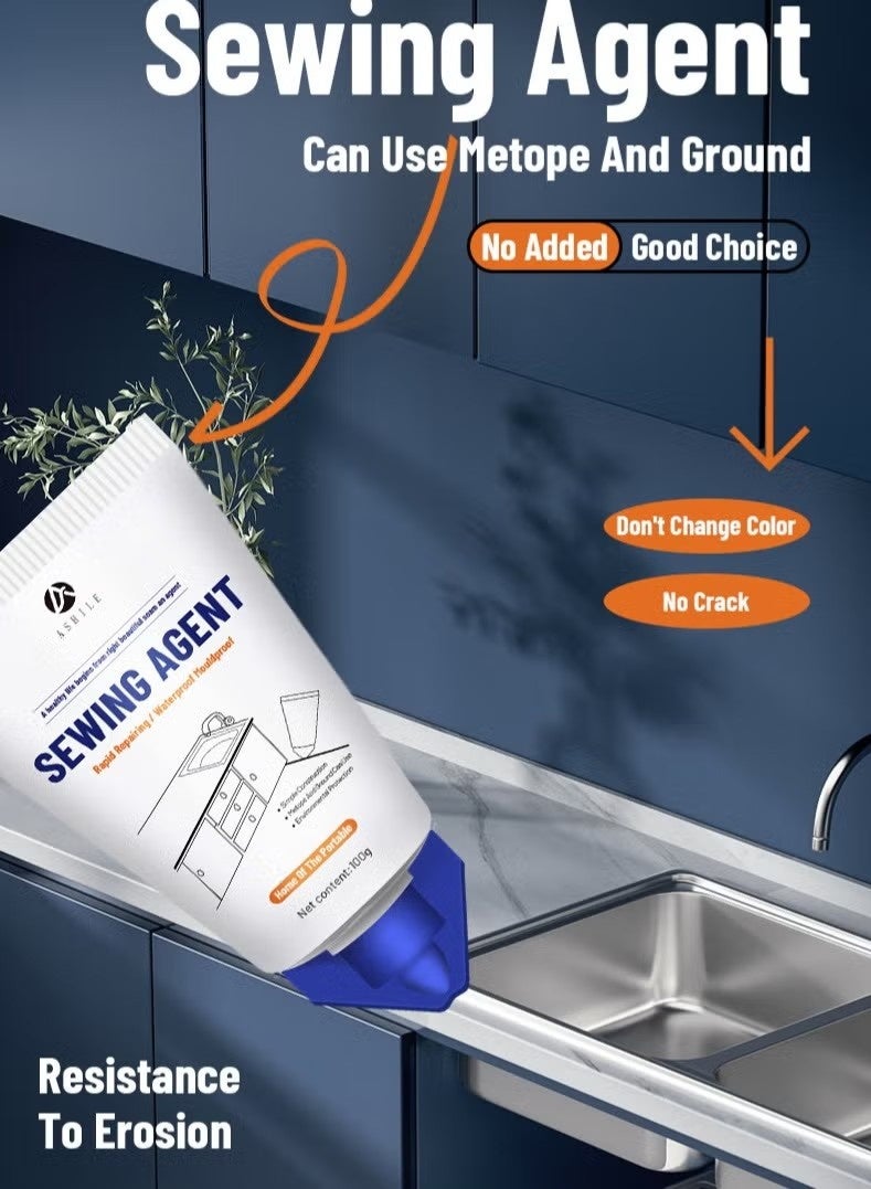 ASHILE 2Pcs Tile Grout Paint,Cement Crack Filler,SEWING AGENT,Grout Sealer for Shower Tile Floor Tile and for Filling Cracks and Gaps in Tile Surfaces,100g * 2 (White) - Image 5