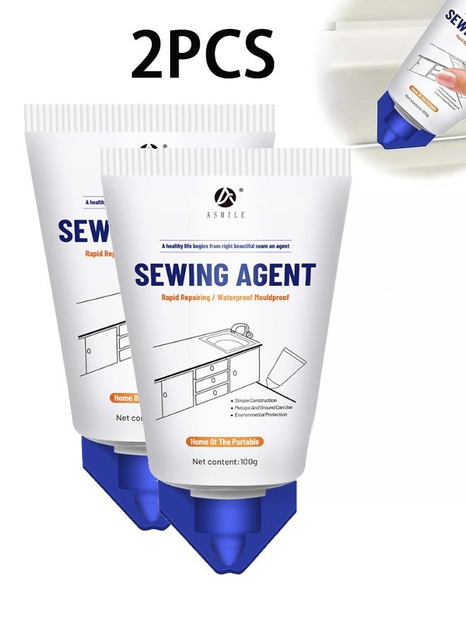 ASHILE 2Pcs Tile Grout Paint,Cement Crack Filler,SEWING AGENT,Grout Sealer for Shower Tile Floor Tile and for Filling Cracks and Gaps in Tile Surfaces,100g * 2 (White) - Image 1