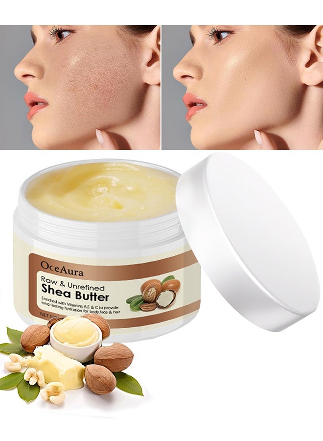 OceAura Raw & Unrefined Shea Butter Pure Natural Raw Unrefined Shea Butter For Face Body Hair Moisturizing Hydrating Nourishing Soothing Shea Butter To Make Lotion And Soap Body Butter For Dry And Cracked Skin, Hair Moisturizing - 120G - Image 1