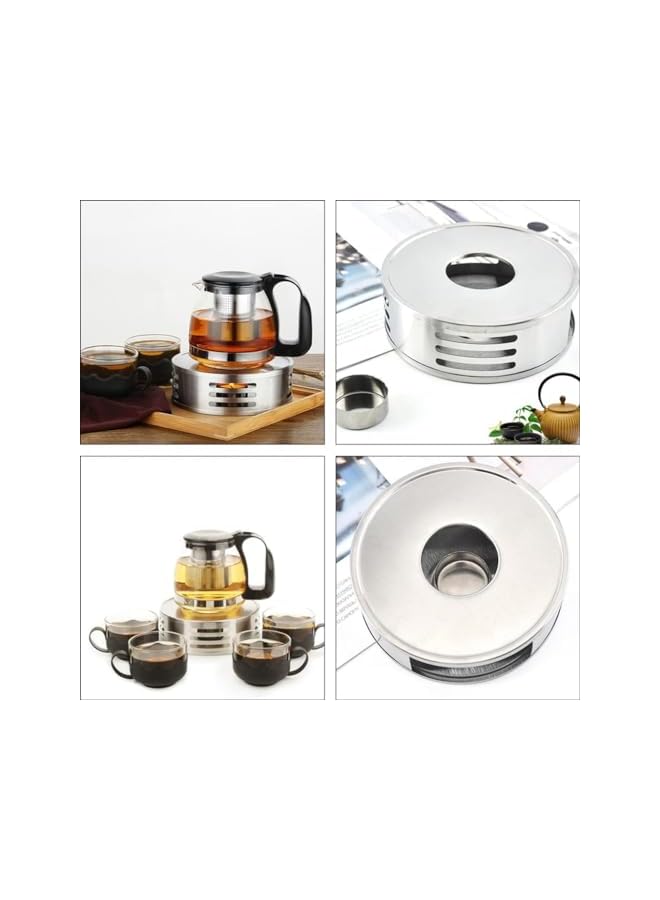 The Bros Teapot Warmer, Metal Warm Warmer Pot for Glass Heater Candle Home Teaware Teapot Steel Accessories Stand Holder Base Stove for Heating Tea, Coffee and Milk, Silver - Image 4