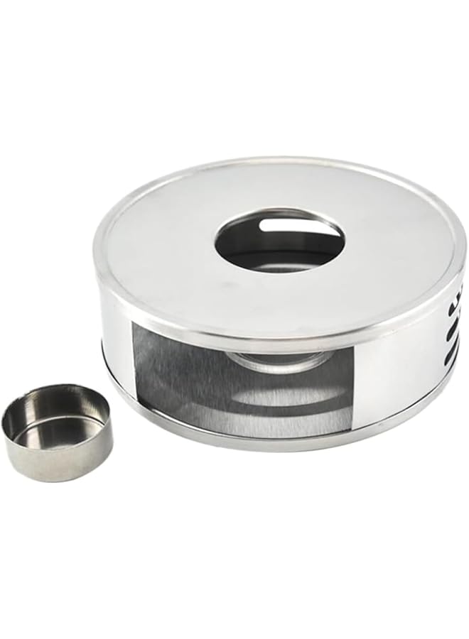The Bros Teapot Warmer, Metal Warm Warmer Pot for Glass Heater Candle Home Teaware Teapot Steel Accessories Stand Holder Base Stove for Heating Tea, Coffee and Milk, Silver - Image 1