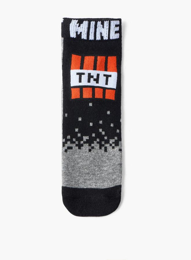 MINECRAFT Pack Of 5 -  Boys Ankle Socks With Print - Image 3