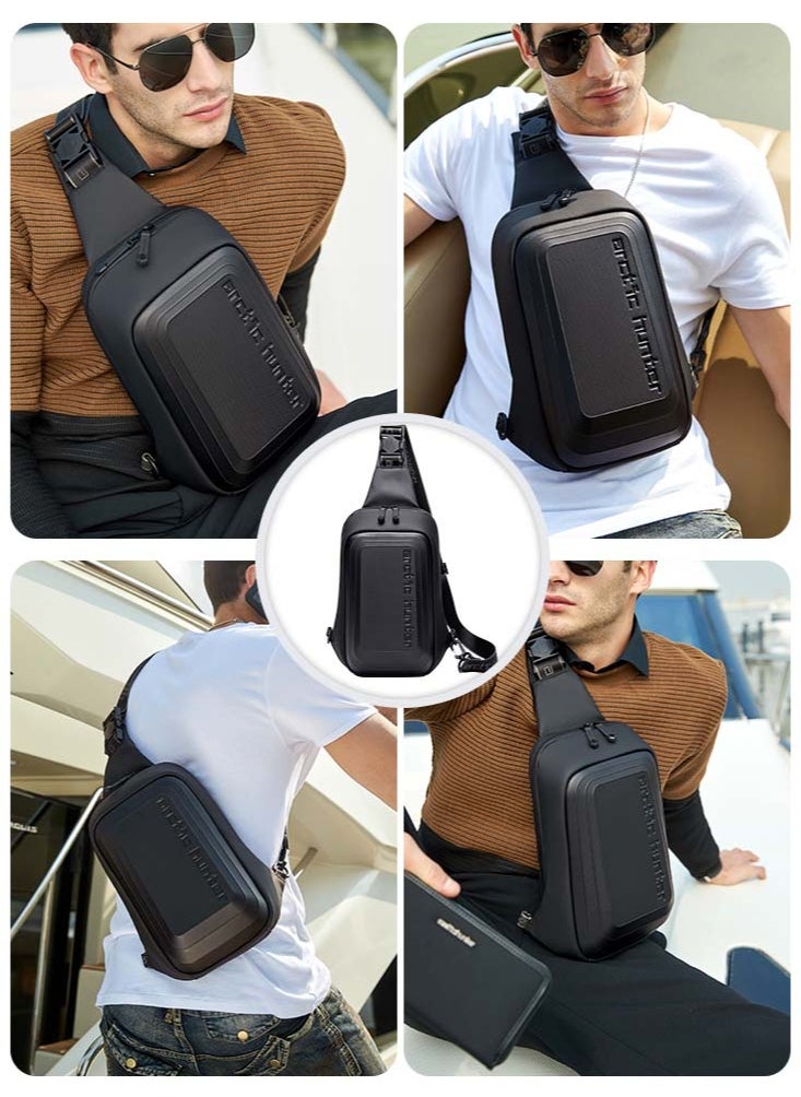 ARCTIC HUNTER Chest Sling Bag, Durable Business Travel Money Wallet Phone Bag fits Tablet for Men, Black  - Image 3