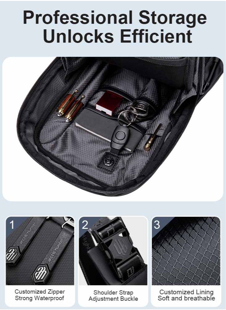 ARCTIC HUNTER Chest Sling Bag, Durable Business Travel Money Wallet Phone Bag fits Tablet for Men, Black  - Image 5