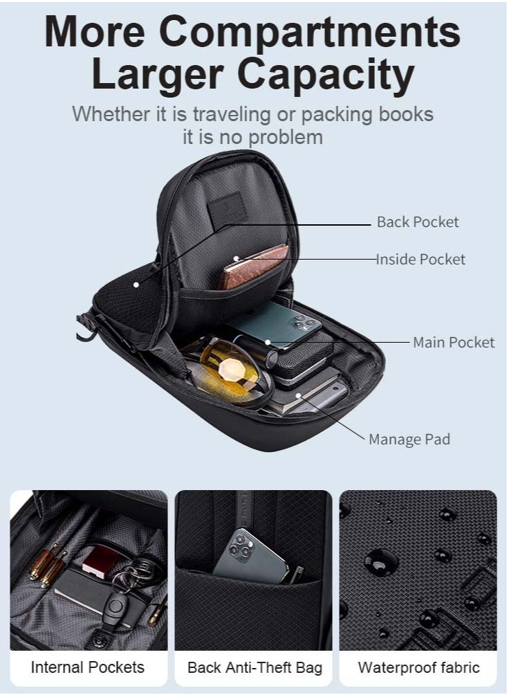 ARCTIC HUNTER Chest Sling Bag, Durable Business Travel Money Wallet Phone Bag fits Tablet for Men, Black  - Image 4