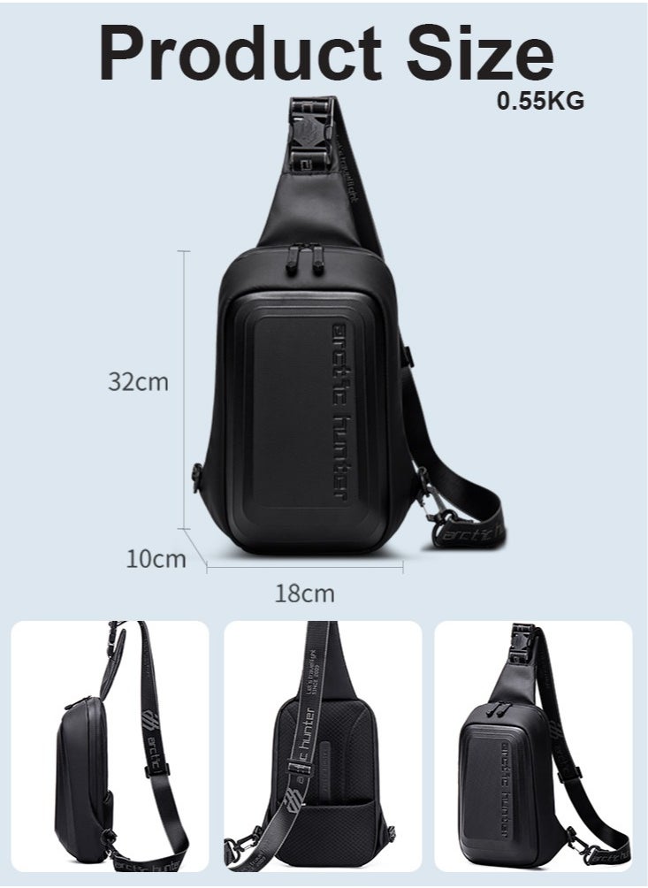 ARCTIC HUNTER Chest Sling Bag, Durable Business Travel Money Wallet Phone Bag fits Tablet for Men, Black  - Image 2