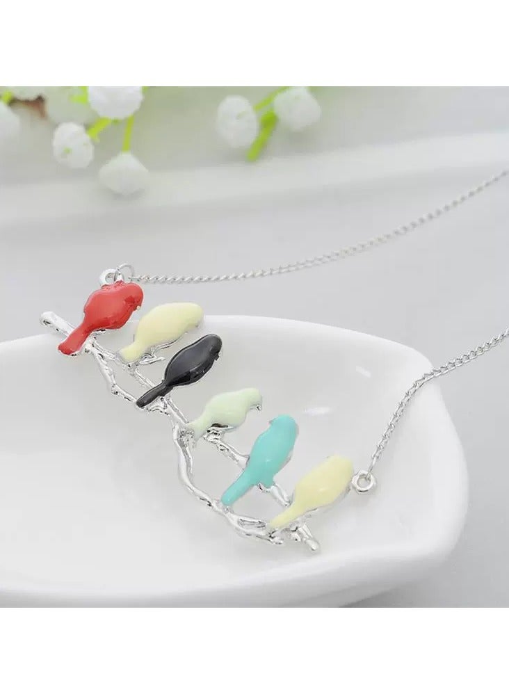 Goolsky Enamel Bird Tree Branch Pendant Necklace for Women – Long Sweater Chain, Enamel Bird & Branch Design Anti-Tarnish, Winter/Sweater Outfits Daily Wear - Image 5