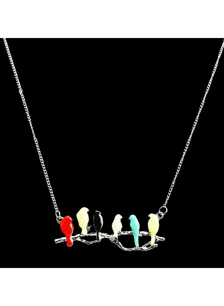 Goolsky Enamel Bird Tree Branch Pendant Necklace for Women – Long Sweater Chain, Enamel Bird & Branch Design Anti-Tarnish, Winter/Sweater Outfits Daily Wear - Image 2