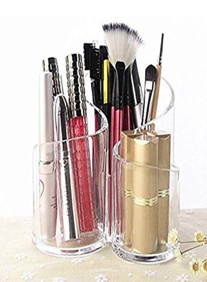 DHRUNA Acrylic Makeup Organizer | 3 Compartment Storage Stand for Lipstick, Nail Polish, Eyebrow Pencils, Brushes, Toothbrush & Stationery (Transparent) - Image 5