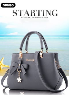 DUNISO Women's Fashion Handbag Faux Leather Crossbody Bag For Women Large Capacity Bow Trim Tote Bags Top Handle Satchel Fashionable Travel Shoulder Bag For Ladies  - Image 5
