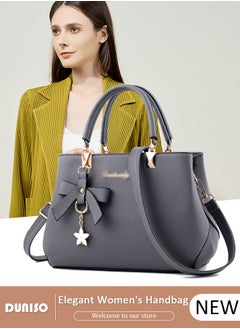 DUNISO Women's Fashion Handbag Faux Leather Crossbody Bag For Women Large Capacity Bow Trim Tote Bags Top Handle Satchel Fashionable Travel Shoulder Bag For Ladies  - Image 1