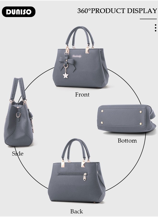 DUNISO - Women's Fashion Handbag Faux Leather Crossbody Bag For Women Large Capacity Bow Trim Tote Bags Top Handle Satchel Fashionable Travel Shoulder Bag For Ladies - Image 1