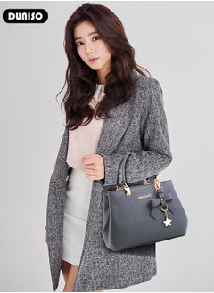 DUNISO Women's Fashion Handbag Faux Leather Crossbody Bag For Women Large Capacity Bow Trim Tote Bags Top Handle Satchel Fashionable Travel Shoulder Bag For Ladies  - Image 3