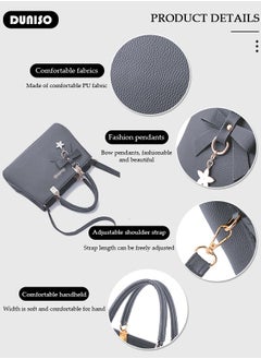 DUNISO Women's Fashion Handbag Faux Leather Crossbody Bag For Women Large Capacity Bow Trim Tote Bags Top Handle Satchel Fashionable Travel Shoulder Bag For Ladies  - Image 2
