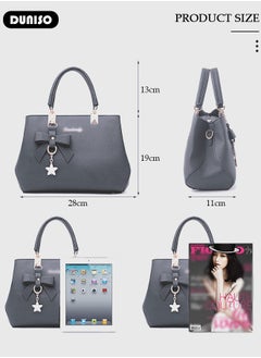 DUNISO Women's Fashion Handbag Faux Leather Crossbody Bag For Women Large Capacity Bow Trim Tote Bags Top Handle Satchel Fashionable Travel Shoulder Bag For Ladies  - Image 4