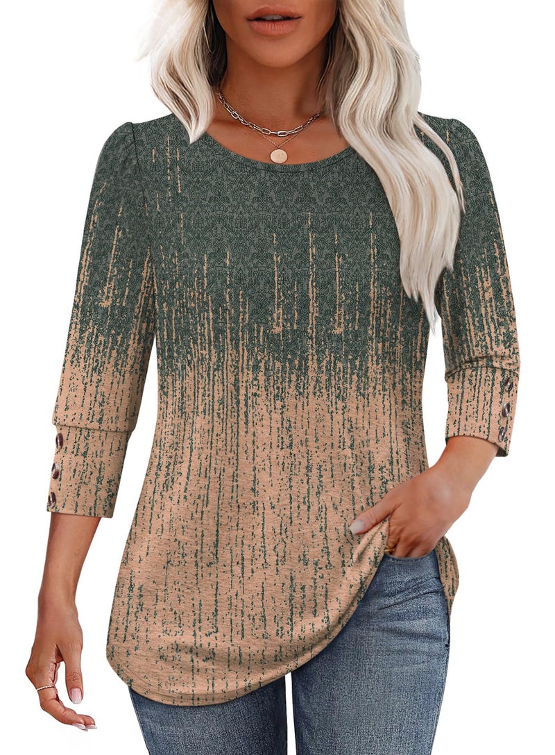 OFEEFAN Womens Summer Tops Boho 2026 Dressy Casual Blouses Plus Size Tshirts Going Out Trendy Fashion Tie-Dye Shirts Women's Clothing Grey Charcoal L - Image 2