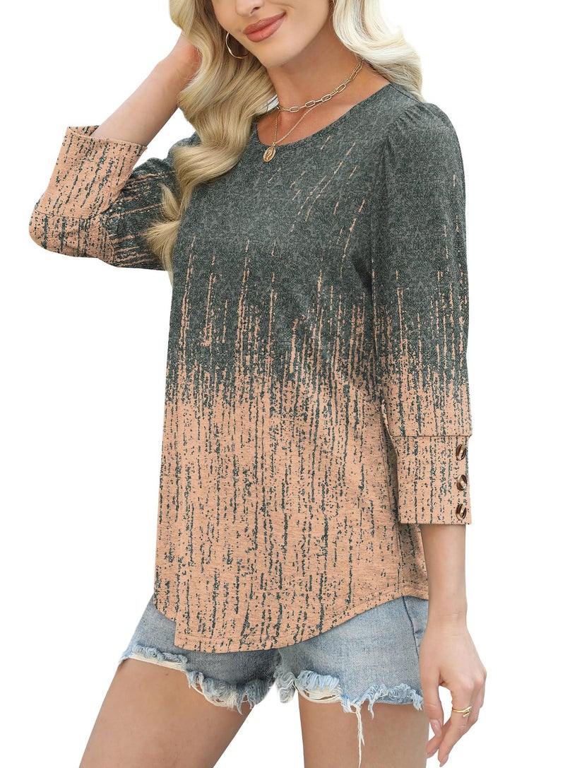 OFEEFAN Womens Summer Tops Boho 2026 Dressy Casual Blouses Plus Size Tshirts Going Out Trendy Fashion Tie-Dye Shirts Women's Clothing Grey Charcoal L - Image 4
