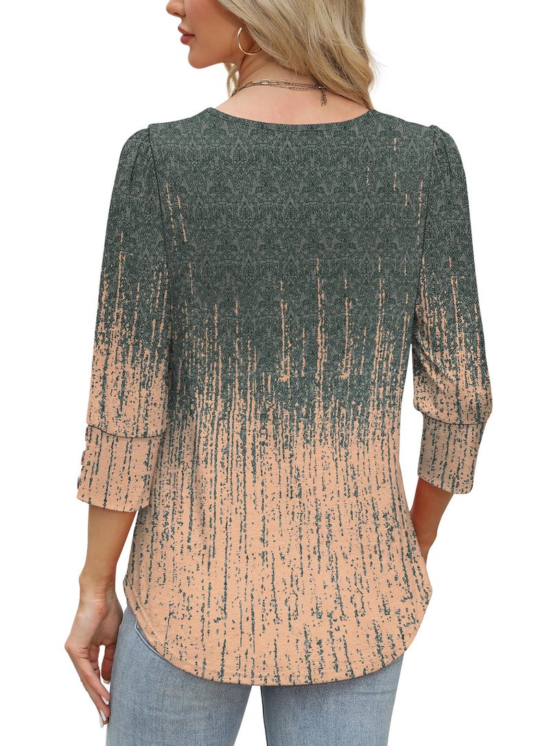 OFEEFAN Womens Summer Tops Boho 2026 Dressy Casual Blouses Plus Size Tshirts Going Out Trendy Fashion Tie-Dye Shirts Women's Clothing Grey Charcoal L - Image 5