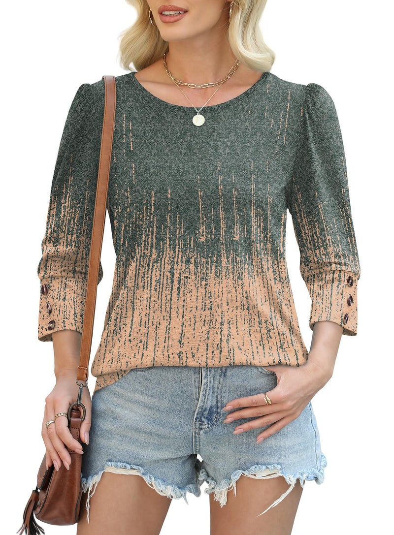 OFEEFAN Womens Summer Tops Boho 2026 Dressy Casual Blouses Plus Size Tshirts Going Out Trendy Fashion Tie-Dye Shirts Women's Clothing Grey Charcoal L - Image 3