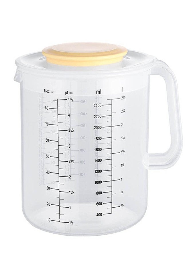 JAGTRADE Measuring Cup 2.5L Baking Measuring Cup Scale Mixing Bowl with Lid Transparent Home Mixing Cup, 15.7x17.7x4.4cm - Image 1
