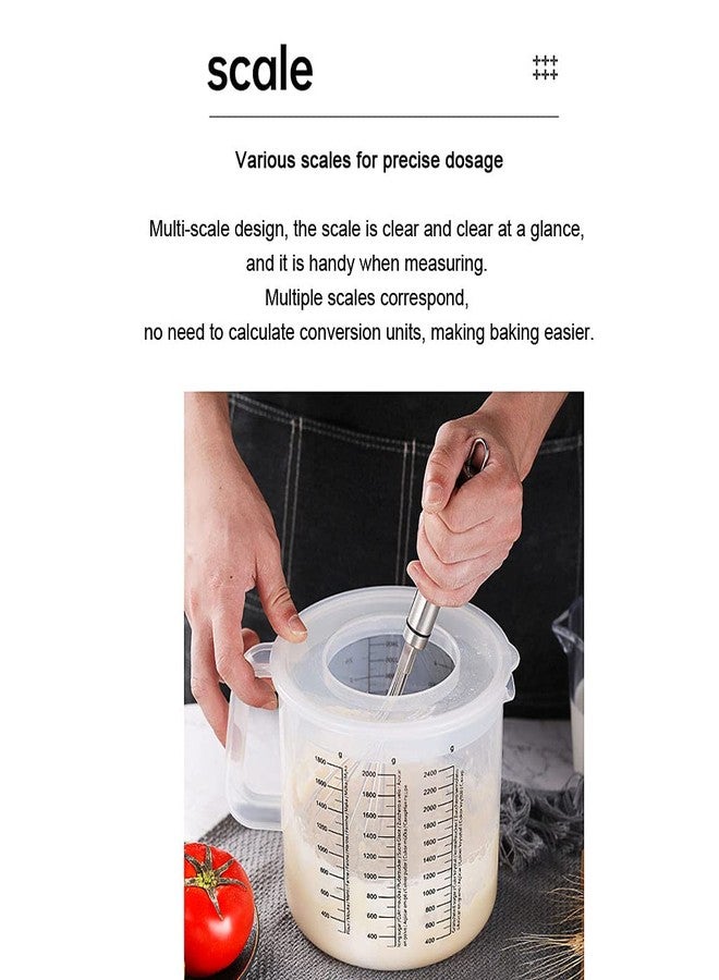 JAGTRADE Measuring Cup 2.5L Baking Measuring Cup Scale Mixing Bowl with Lid Transparent Home Mixing Cup, 15.7x17.7x4.4cm - Image 2
