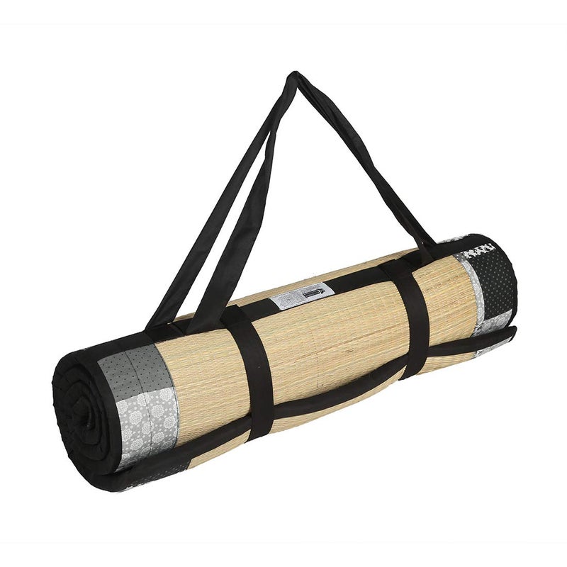 Generic Future Lifestyle Foldable Cushion Mat Korai River Grass 2 X 6 ft Fabric Black Cotton with 18 MM Soft Foam Yoga Picnic Portable and Comfort - Image 2
