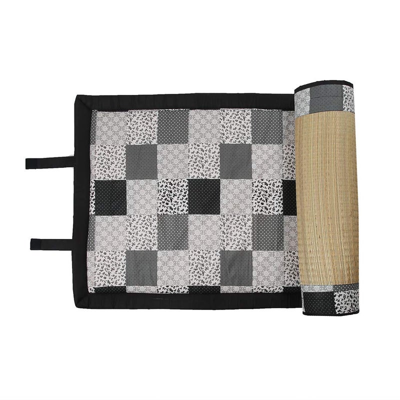 Generic Future Lifestyle Foldable Cushion Mat Korai River Grass 2 X 6 ft Fabric Black Cotton with 18 MM Soft Foam Yoga Picnic Portable and Comfort - Image 3