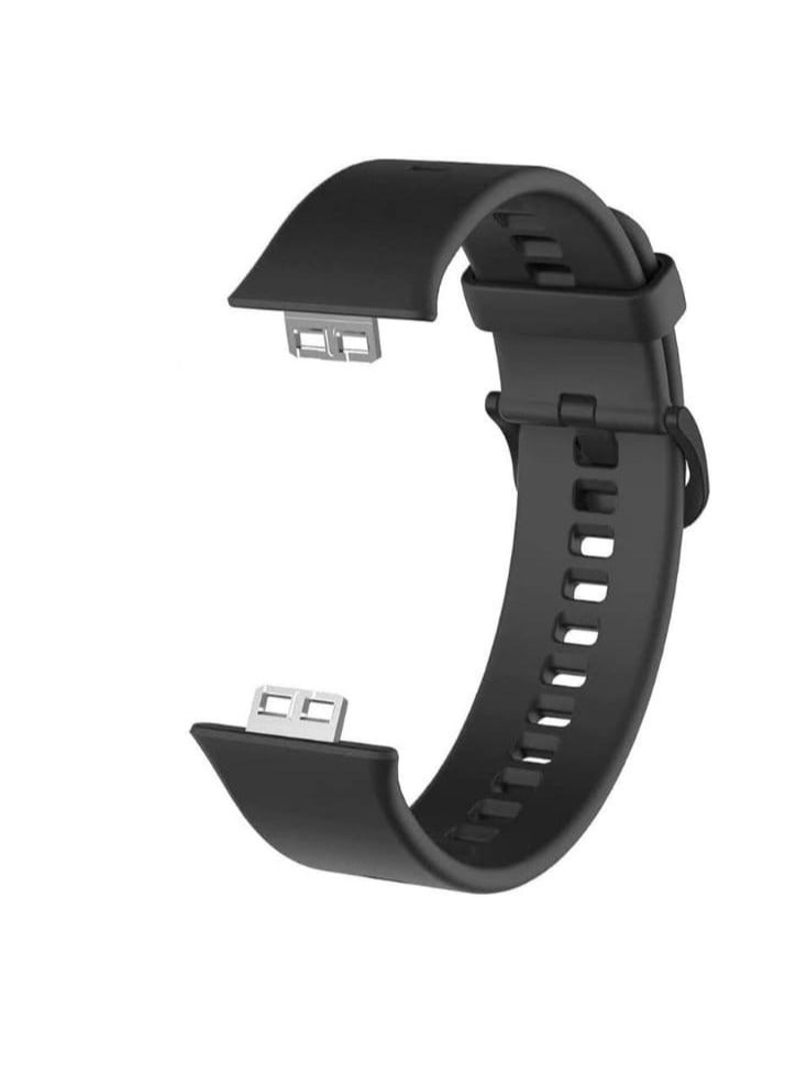 سوار معصم بديل من السيليكون لساعة هواوي فيت مع غطاء أسود - Image 2