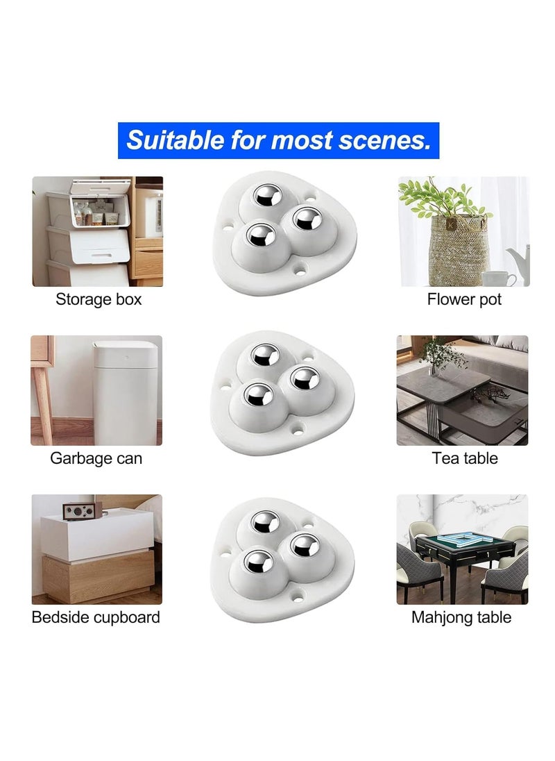 KESI ORNAMENTS KESI ORNAMENTS 4 PCS Small Appliance Casters Wheels Sticky Swivel Pulleys Mini Self Adhesive Universal Wheel 360 Degree Rotation Box Furniture Bins Bottom Trash Can Kitchen Appliances CasterWhite  - Image 4