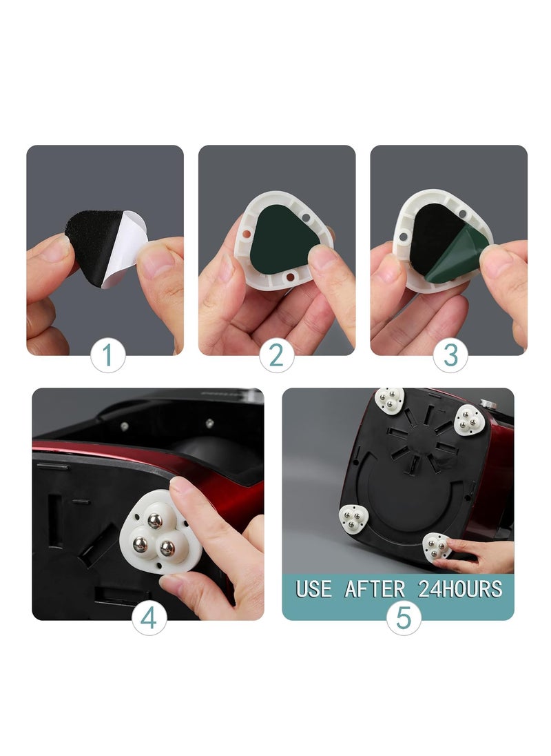 KESI ORNAMENTS KESI ORNAMENTS 4 PCS Small Appliance Casters Wheels Sticky Swivel Pulleys Mini Self Adhesive Universal Wheel 360 Degree Rotation Box Furniture Bins Bottom Trash Can Kitchen Appliances CasterWhite  - Image 2