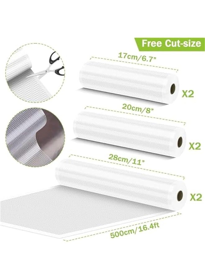 تراسل أكياس مفرغة من الهواء، 6 عبوات أكياس تجارية خالية من مادة BPA، أكياس تفريغ الهواء لتخزين الطعام، تحضير الوجبات أو تفريغ الهواء، مع جميع آلات تفريغ الهواء - Image 2