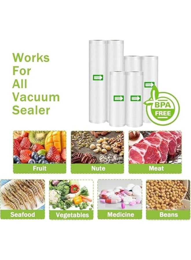 تراسل أكياس مفرغة من الهواء، 6 عبوات أكياس تجارية خالية من مادة BPA، أكياس تفريغ الهواء لتخزين الطعام، تحضير الوجبات أو تفريغ الهواء، مع جميع آلات تفريغ الهواء - Image 3