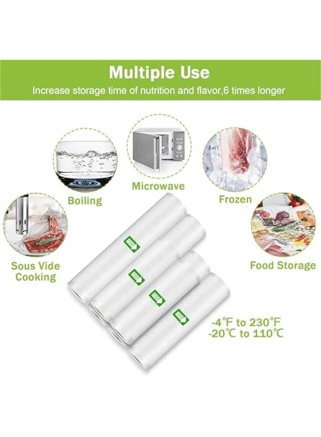 تراسل أكياس مفرغة من الهواء، 6 عبوات أكياس تجارية خالية من مادة BPA، أكياس تفريغ الهواء لتخزين الطعام، تحضير الوجبات أو تفريغ الهواء، مع جميع آلات تفريغ الهواء - Image 4