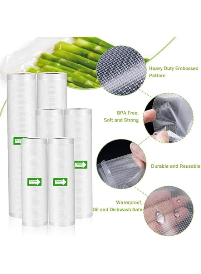 تراسل أكياس مفرغة من الهواء، 6 عبوات أكياس تجارية خالية من مادة BPA، أكياس تفريغ الهواء لتخزين الطعام، تحضير الوجبات أو تفريغ الهواء، مع جميع آلات تفريغ الهواء - Image 5