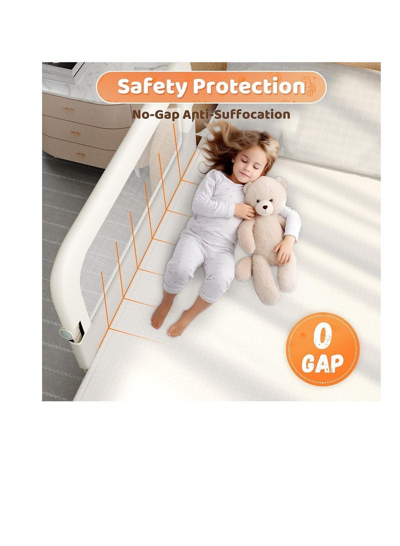 Foldable Crib Bed Rail Guard Upgraded Child Guardrail,Adjustable Heights & Foldable Portable Bedrail Extra Tall Child Safety Side Railing Guards for Kids (150cm)  - Image 2