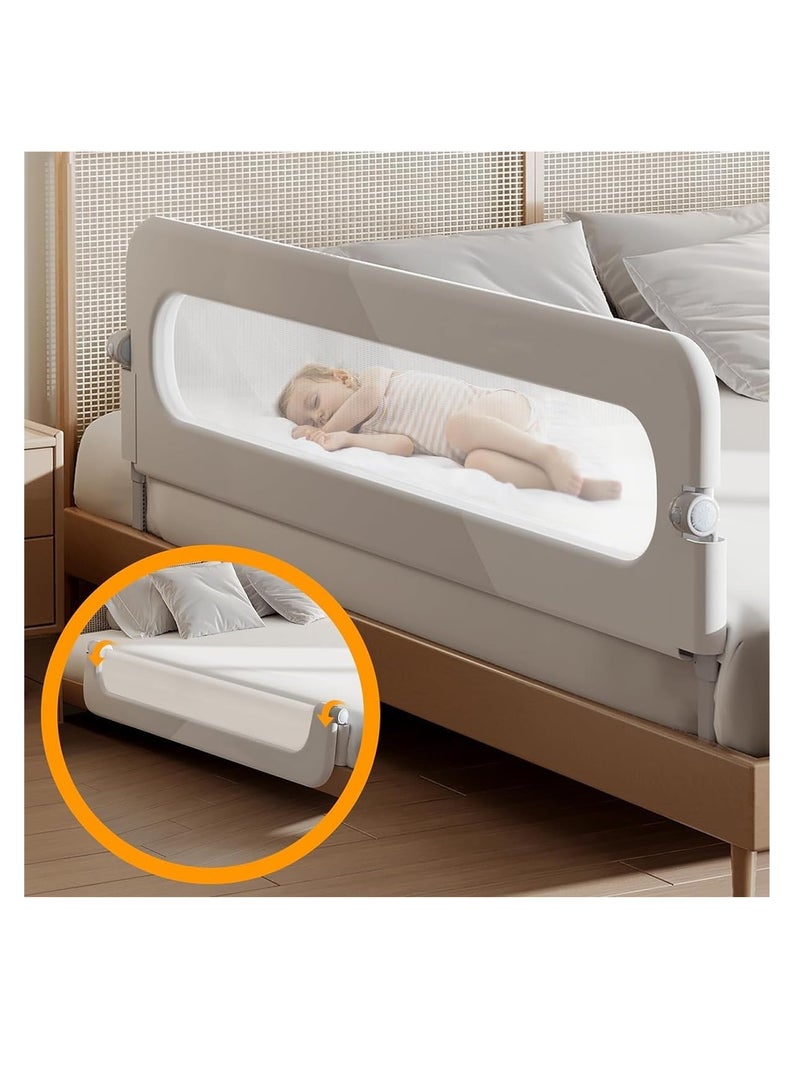 Foldable Crib Bed Rail Guard Upgraded Child Guardrail,Adjustable Heights & Foldable Portable Bedrail Extra Tall Child Safety Side Railing Guards for Kids (150cm)  - Image 1