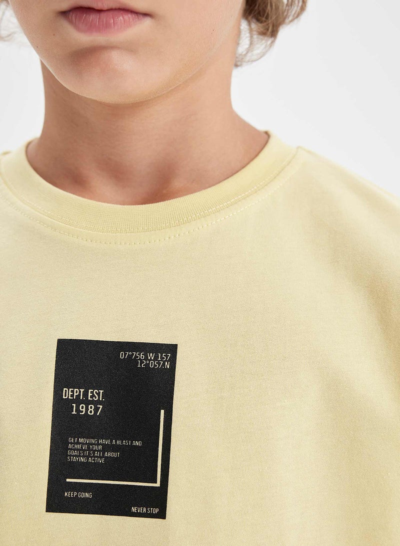 DeFacto Oversized Fit Crew Neck Text Printed Short Sleeve T-Shirt - Image 2