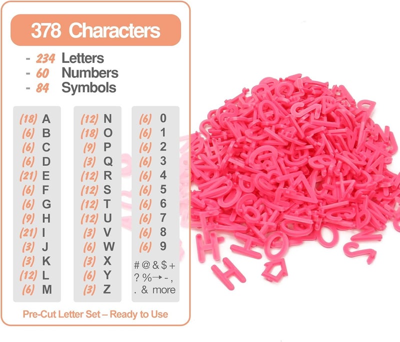 Big Role Hot Pink Letters for Letter Board Letters Only, 1 inch Message Board Letters Felt Letter Board Sign Accessories (378), 1” Pre Cut Plastic Letterboard Letters Numbers Changeable Menu Board Replacement - Image 4