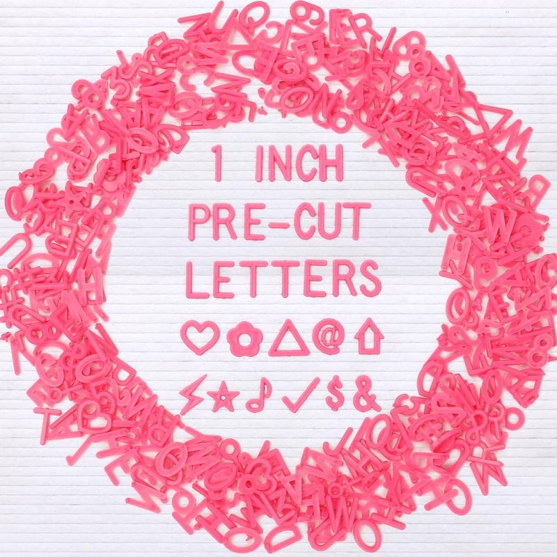 Big Role Hot Pink Letters for Letter Board Letters Only, 1 inch Message Board Letters Felt Letter Board Sign Accessories (378), 1” Pre Cut Plastic Letterboard Letters Numbers Changeable Menu Board Replacement - Image 1