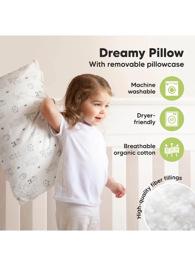 KeaBabies Jumbo Toddler Pillow with Pillowcase, Kids Travel Pillow, DinoDood - Image 3