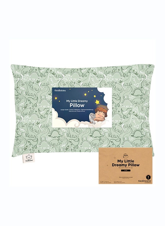 KeaBabies Jumbo Toddler Pillow with Pillowcase, Kids Travel Pillow, DinoDood - Image 1