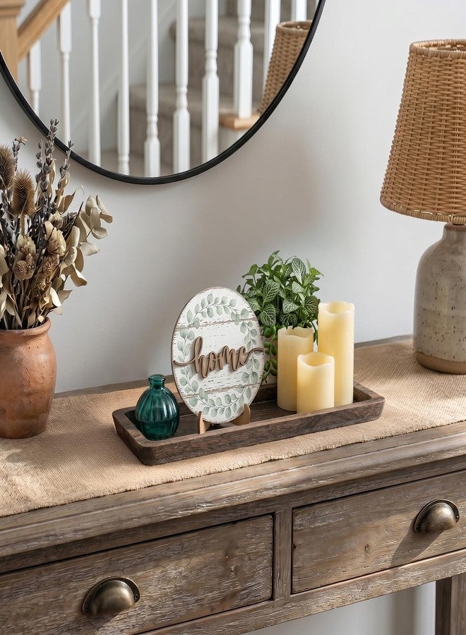Romadedi Wooden Decorative Tray Candle Holder - Wood Long Narrow Tray Home Decor Small Rustic Centerpieces Trays for Coffee Table Dining Room Kitchen - Image 2