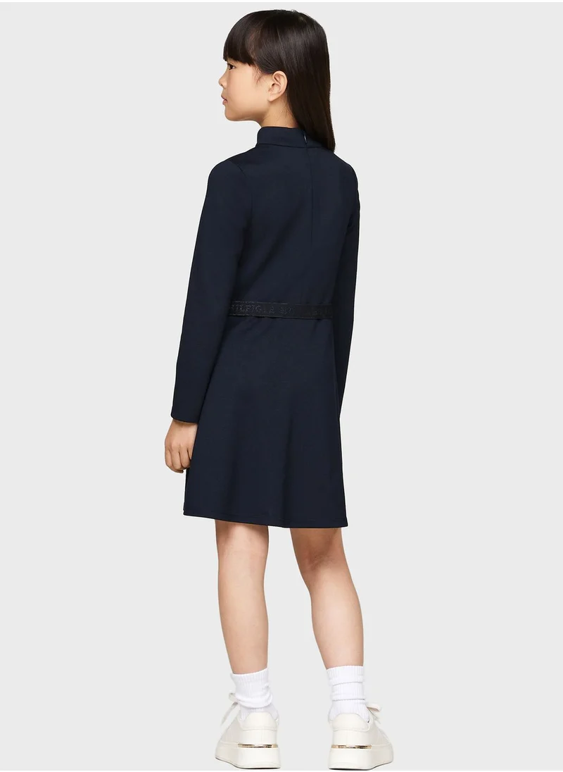 TOMMY HILFIGER Kids Logo Punto  Midi Dress