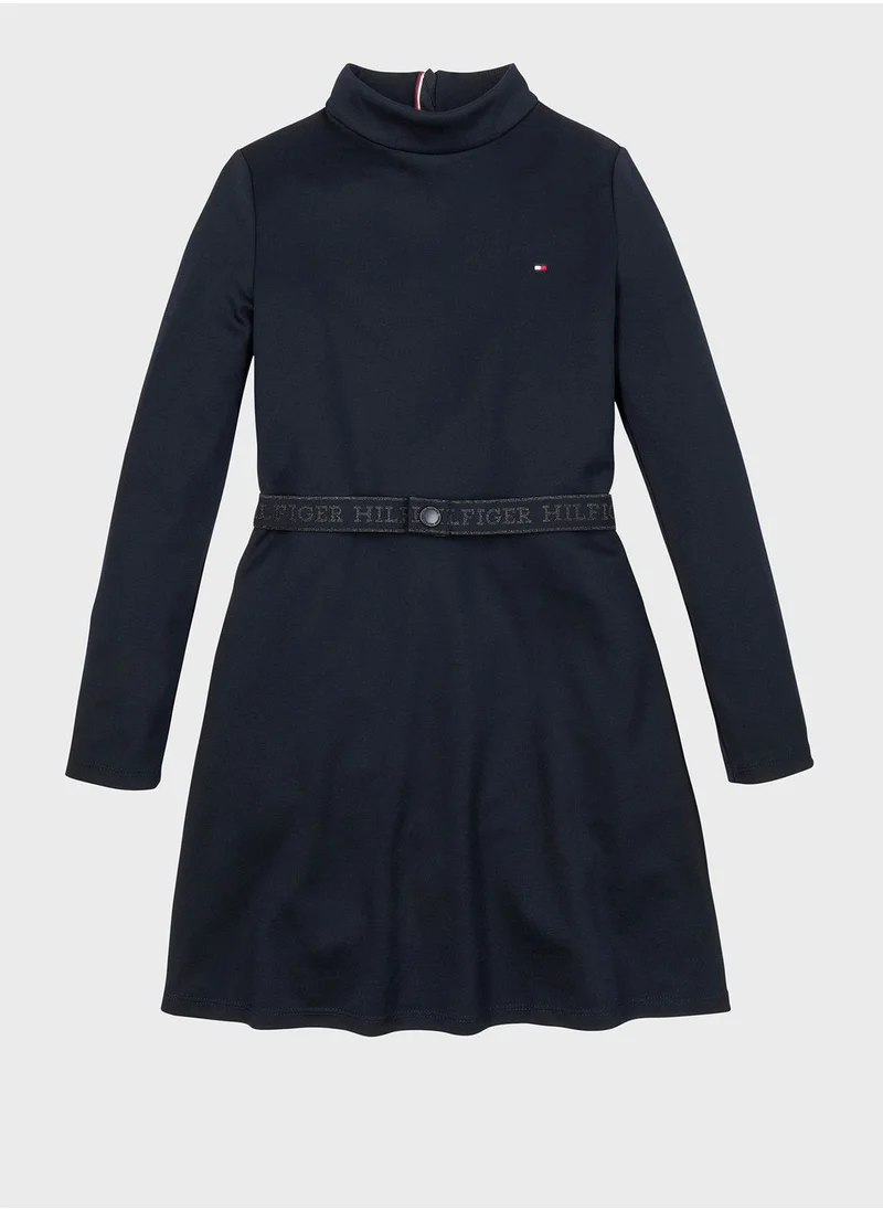 TOMMY HILFIGER Kids Logo Punto  Midi Dress