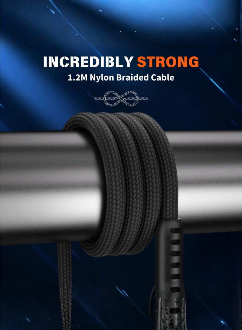 كابل USB-C إلى Lightning بطول 1 متر - شحن سريع بتقنية PD، مضفر من النايلون، مزامنة بيانات بسرعة 480 ميجابت في الثانية، كابل Type-C إلى Lightning لأجهزة iPhone 14 و14 Plus و14 Pro و14 Pro Max وiPhone 13 و13 Pro و12 و11 وXS وSE وiPad 9 (أسود) - Image 3
